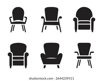 Set of office chair icon. Modern chair, arm chair vector icon