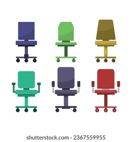 Conjunto de sillas de oficina ilustradas en vector sobre el fondo