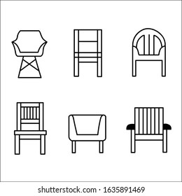 Set of office chairs and armchairs. Vector sketch illustration.