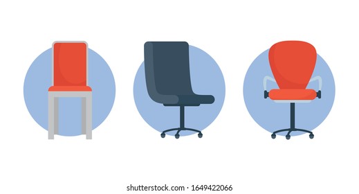 Set Of Office Chairs Set Icons Vector Illustration Design