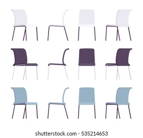 Set of office chairs isolated against white background. Employee and client furnishings, designing ergonomics workplace. Interior concept illustration