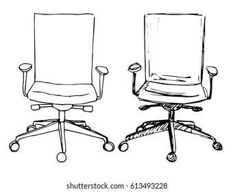 Set office chairs isolated on white background. Sketch different chairs.Vector illustration