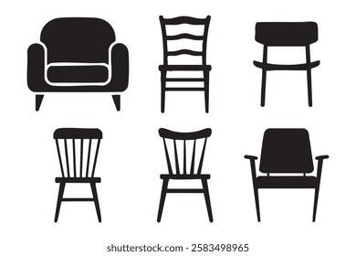 set of office chairs on white background