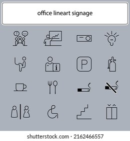 Set Of Office Company Illustration Icon Design Signage Element For Technology Information.