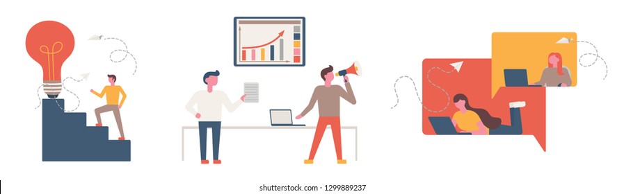 Set of office concept business people. Vector illustration flat design.