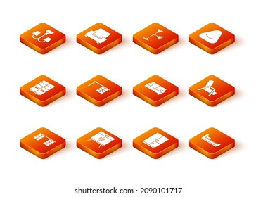 Set Office desk, Chest of drawers, Wardrobe, Sofa, Bed and Armchair icon. Vector