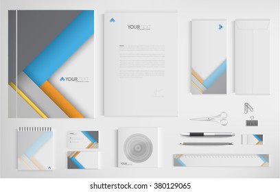 Set of office documents for business, material design vector background.