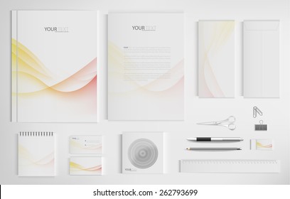 Set von Bürodokumenten für Unternehmen, Vektorgrafik.
