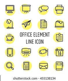 set of office element line icon isolated on white background
