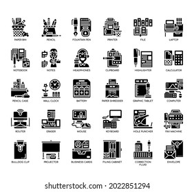 Set von Office Equipment 1 dünne Linien und Pixel perfekte Symbole für jedes Web- und App-Projekt. 