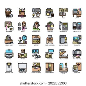 Set von Office Equipment 1 dünne Linien und Pixel perfekte Symbole für jedes Web- und App-Projekt. 