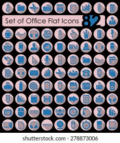 Set of office flat icons for Web and Mobile Applications