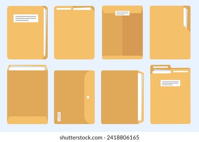 Set of office folder documents, Open folder document, flat design icon vector illustration.