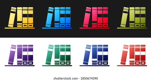 Establezca carpetas de Office con iconos de documentos y papeles aislados en fondo blanco y negro. Firma de carpeta de archivos. Vector.