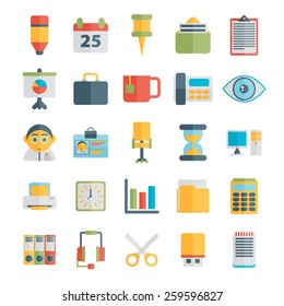Set of office icons in flat design