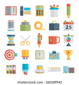 Set of office icons in flat design