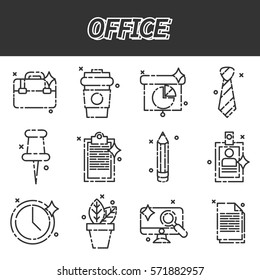 Set of office icons in flat design. Vector illustration, EPS 10