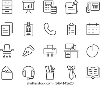 set of office icons, paper, document, laptop, computer, workplace, desk