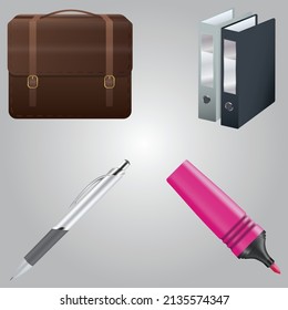 set of office icons. vector