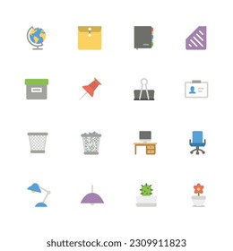 set of office icons vector