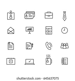 Set of office icons for web or mobile interfaces.