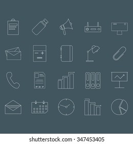 Set office  icons,vector black line icon