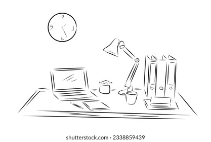 Set up office interior line art design
