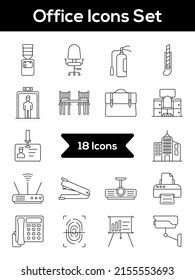 Set Of Office Line Art Icon Or Symbol.