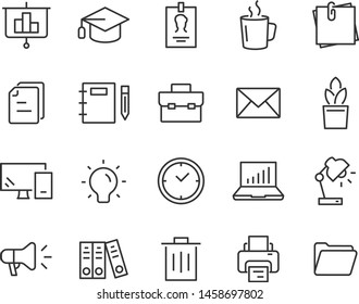 set of office line icons