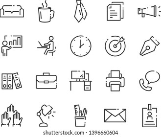 Set Of Office Line Icons, Such As Document, Job, Company, Meeting Room