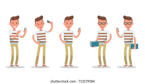 Set of office man worker character vector design.