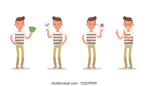 Set of office man worker character vector design.