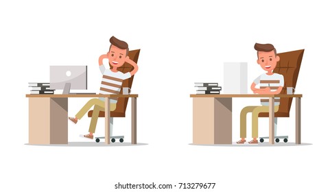 Set of office man worker character vector design.