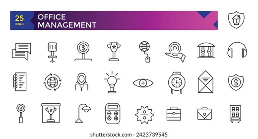 Set of office management related icons set, techonology icons collection