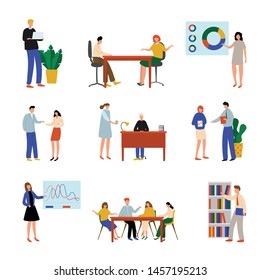 Set of office manager or workers people in different situation