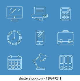 Set of office and marketing thin lines web icons. Bookkeeping elements and symbols for your business. Modern infographic pictogram and logo. Vector illustration.