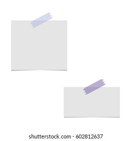 Set of Office paper sheets or sticky stickers with shadow isolated on a transparent background. Empty white note template for your design. Vector illustration.