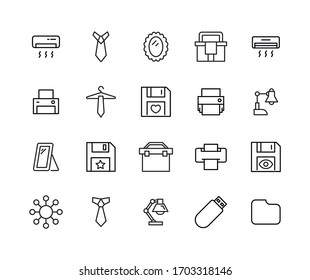Set of office related vector line icons. Premium linear symbols pack. Vector illustration isolated on a white background. Web symbols for web sites and mobile app. Trendy design. 
