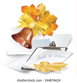 Set of office and school accessories on the white background. Vector illustration