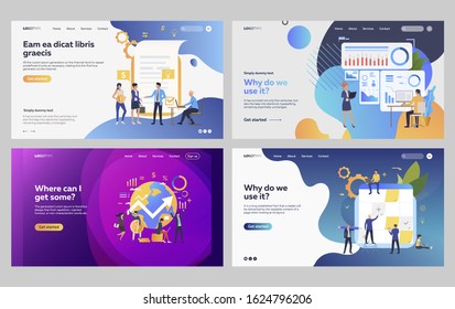 Set of office staff developing financial strategy. Flat vector illustrations of business people analyzing project results. Development, analytics concept for banner, website design or landing web page