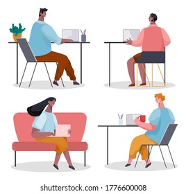 Set of office staff, work and communication. Head and subordinates. Various workers, managers team. Top managers employees of levels. Office workers. Co-workers. Colleagues discuss project teamwork