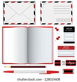 Set of office stationery and supplies