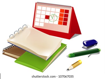 set of office supplies