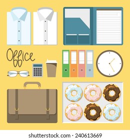 set of office supplies
