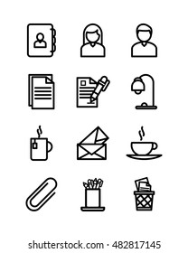 Set of office supplies on a white background, Vector illustration