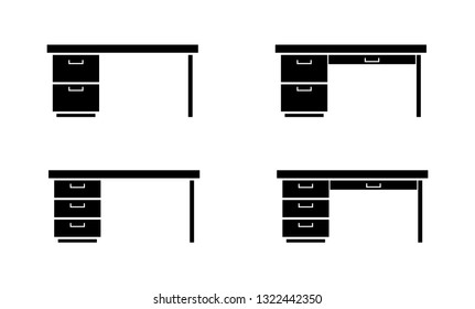 Set of office tables with bedside tables, blank for design and decoration, flat icon