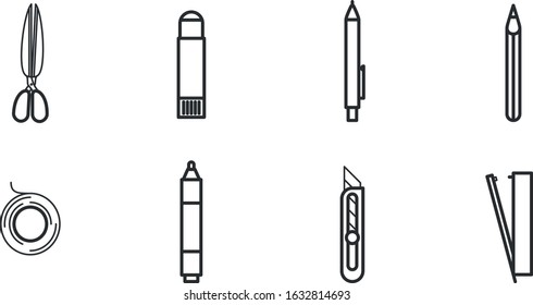 
Set of office tools in the form of icons.