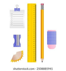 Conjunto de ferramentas de escritório para a escola. Ilustração vetorial