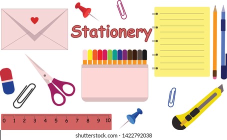 set of office tools stationery for school
