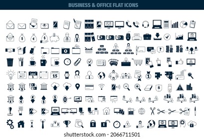 set of office work, finance and commerce icons 
